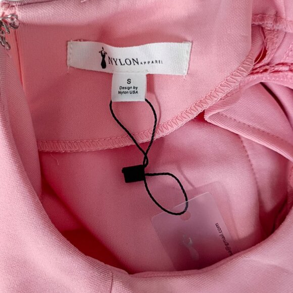 NYLON Ruffle Sleeve Peplum Top – Pink Keyhole Blouse | Size Small - Picture 4 of 9